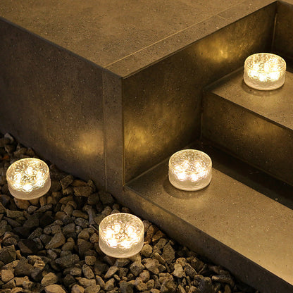 Modern Art Deco Solar Waterproof ABS Plastic Round Ice Brick LED Outdoor Light Landscape Lighting For Garden & Outdoor Patio