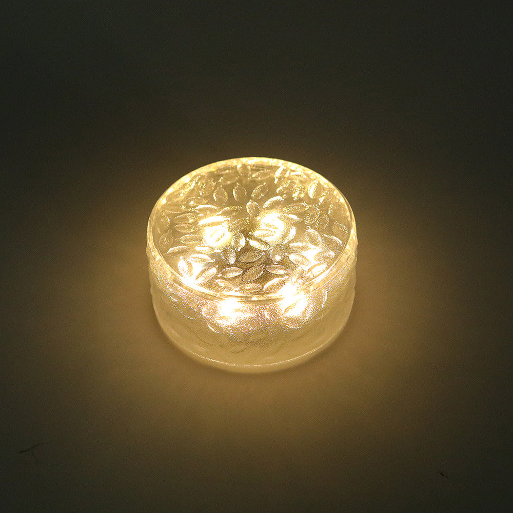 Modern Art Deco Solar Waterproof ABS Plastic Round Ice Brick LED Outdoor Light Landscape Lighting For Garden & Outdoor Patio