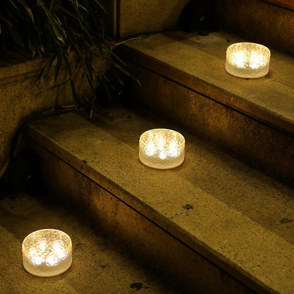 Modern Art Deco Solar Waterproof ABS Plastic Round Ice Brick LED Outdoor Light Landscape Lighting For Garden & Outdoor Patio