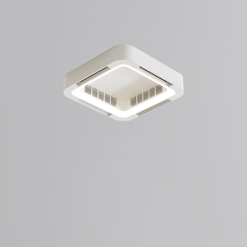 Modern Simplicity ABS Acrylic Hardware Square LED Flush Mount Ceiling Bladeless Fan Light For Bedroom