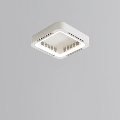 Modern Simplicity ABS Acrylic Hardware Square LED Flush Mount Ceiling Bladeless Fan Light For Bedroom