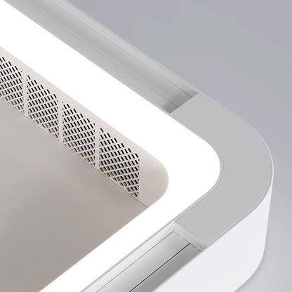 Modern Simplicity ABS Acrylic Hardware Square LED Flush Mount Ceiling Bladeless Fan Light For Bedroom