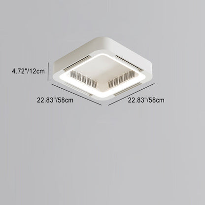 Modern Simplicity ABS Acrylic Hardware Square LED Flush Mount Ceiling Bladeless Fan Light For Bedroom