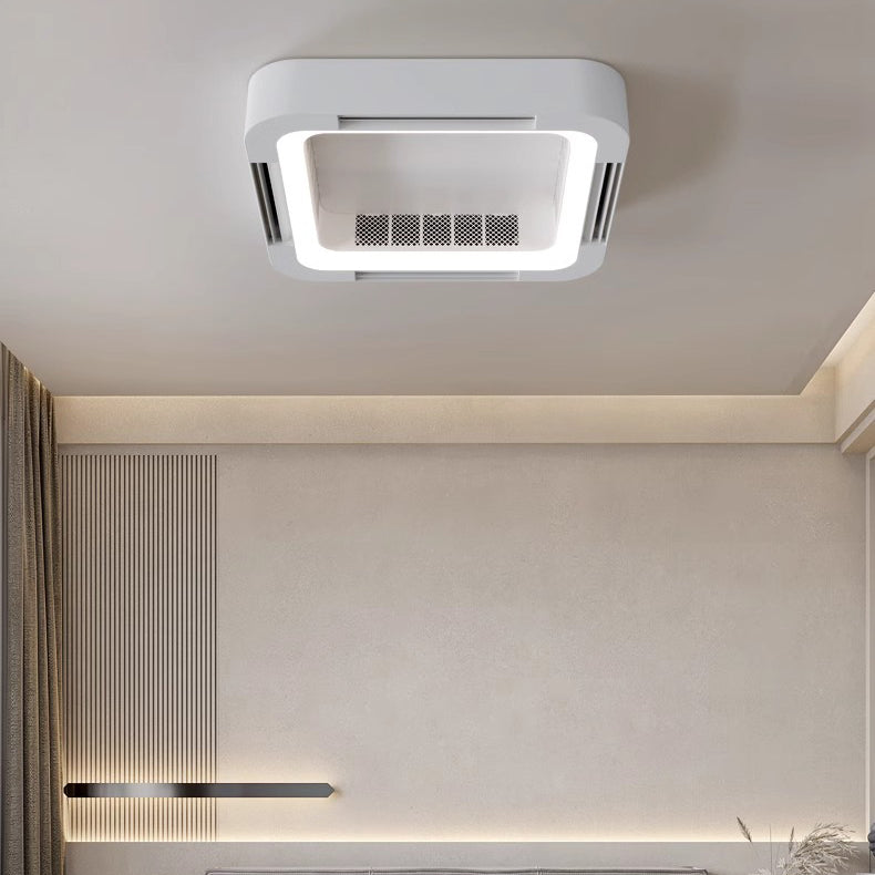 Modern Simplicity ABS Acrylic Hardware Square LED Flush Mount Ceiling Bladeless Fan Light For Bedroom