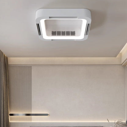 Modern Simplicity ABS Acrylic Hardware Square LED Flush Mount Ceiling Bladeless Fan Light For Bedroom