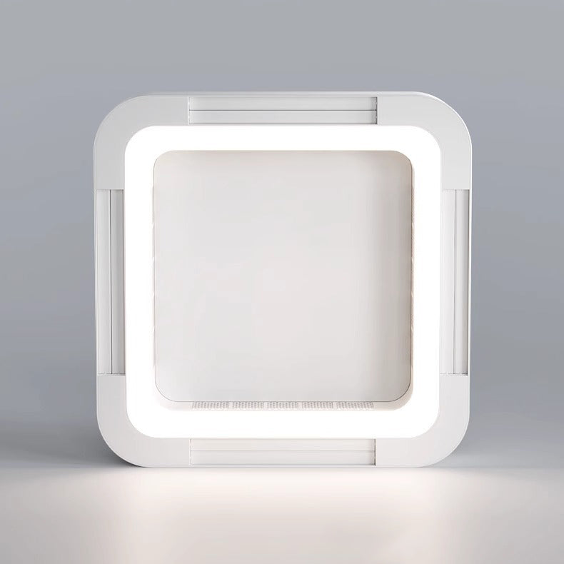 Modern Simplicity ABS Acrylic Hardware Square LED Flush Mount Ceiling Bladeless Fan Light For Bedroom