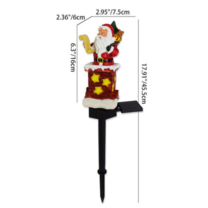 Modern Art Deco Solar Waterproof Resin & ABS Santa Chimney LED Outdoor Light Landscape Lighting For Garden And Outdoor Patio