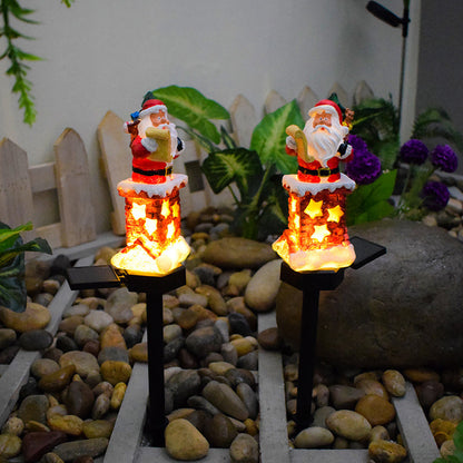 Modern Art Deco Solar Waterproof Resin & ABS Santa Chimney LED Outdoor Light Landscape Lighting For Garden And Outdoor Patio