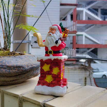 Modern Art Deco Solar Waterproof Resin & ABS Santa Chimney LED Outdoor Light Landscape Lighting For Garden And Outdoor Patio