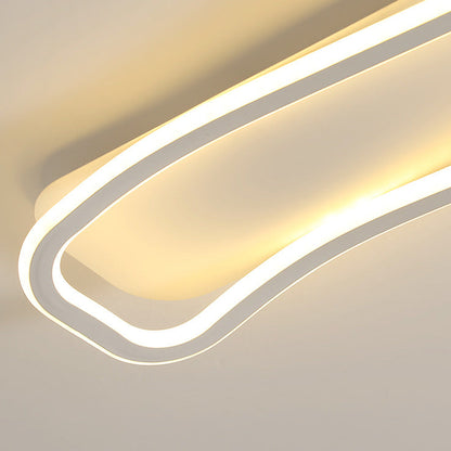 مصباح سقف LED مستطيل الشكل بتصميم متموج من الحديد والألمنيوم والسيليكون بتصميم عصري بسيط للممر