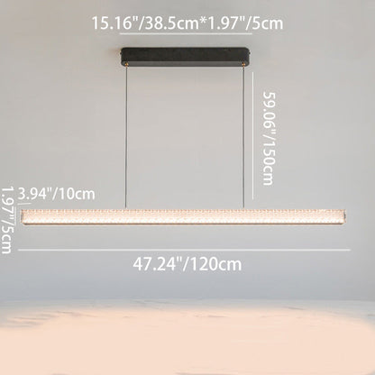 Modern Luxury Metal Aluminum Acrylic Linear Striped LED Chandelier Island Light For Dining Room