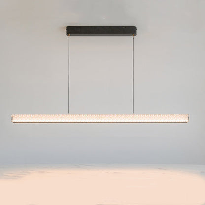 Modern Luxury Metal Aluminum Acrylic Linear Striped LED Chandelier Island Light For Dining Room