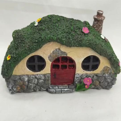 Modern Art Deco Solar Waterproof Resin Decorative Translucent House LED Outdoor Light Night Light For Garden