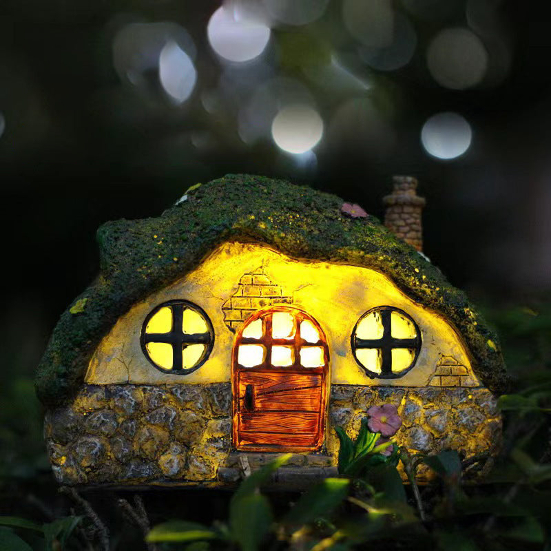 Modern Art Deco Solar Waterproof Resin Decorative Translucent House LED Outdoor Light Night Light For Garden