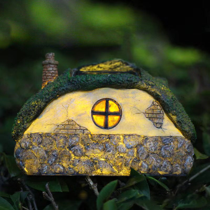 Modern Art Deco Solar Waterproof Resin Decorative Translucent House LED Outdoor Light Night Light For Garden