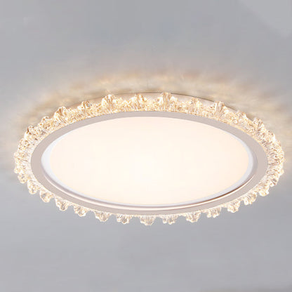 Contemporary Scandinavian Iron Acrylic Round Lace LED Flush Mount Ceiling Light For Bedroom