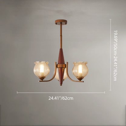 Traditional French Iron Wood Glass Crackle Floral 3/6/8/10 Light Chandeliers For Living Room