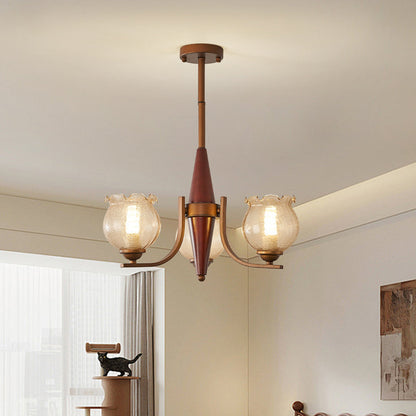 Traditional French Iron Wood Glass Crackle Floral 3/6/8/10 Light Chandeliers For Living Room
