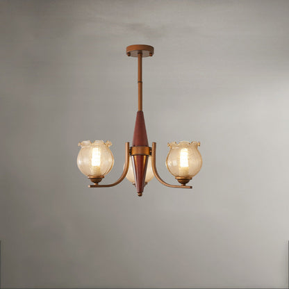 Traditional French Iron Wood Glass Crackle Floral 3/6/8/10 Light Chandeliers For Living Room