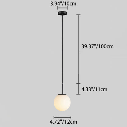 Modern Minimalist Round Ball Iron Glass 1-light Pendant Light For Living Room