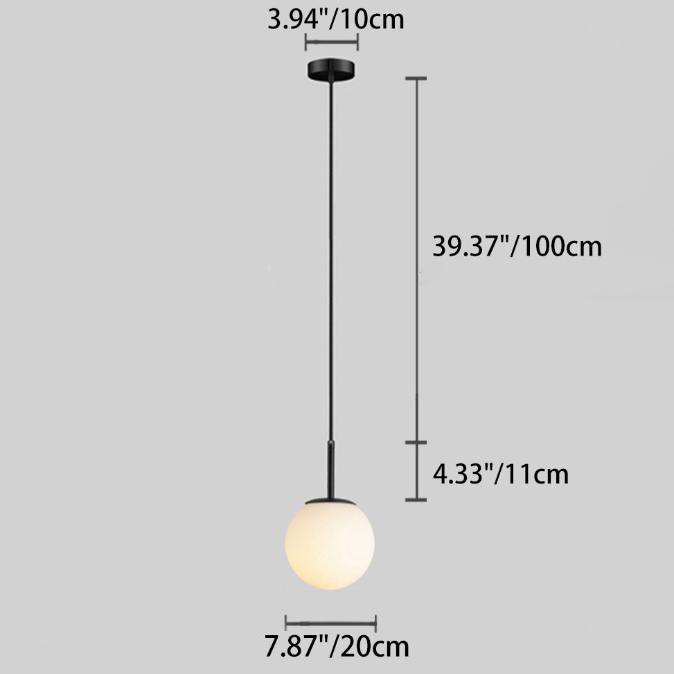 Modern Minimalist Round Ball Iron Glass 1-light Pendant Light For Living Room