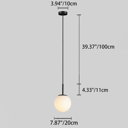 Modern Minimalist Round Ball Iron Glass 1-light Pendant Light For Living Room