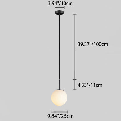 Modern Minimalist Round Ball Iron Glass 1-light Pendant Light For Living Room