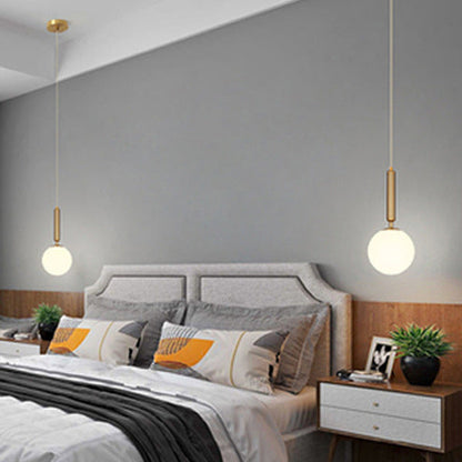 Traditional Vintage Round Ball Iron Glass 1-Light Pendant Light For Bedroom