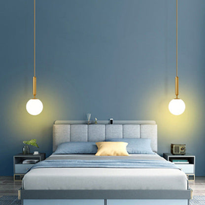 Traditional Vintage Round Ball Iron Glass 1-Light Pendant Light For Bedroom