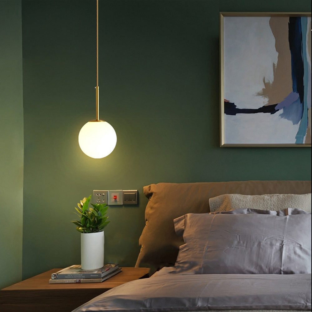 Modern Minimalist Round Ball Iron Glass 1-light Pendant Light For Living Room