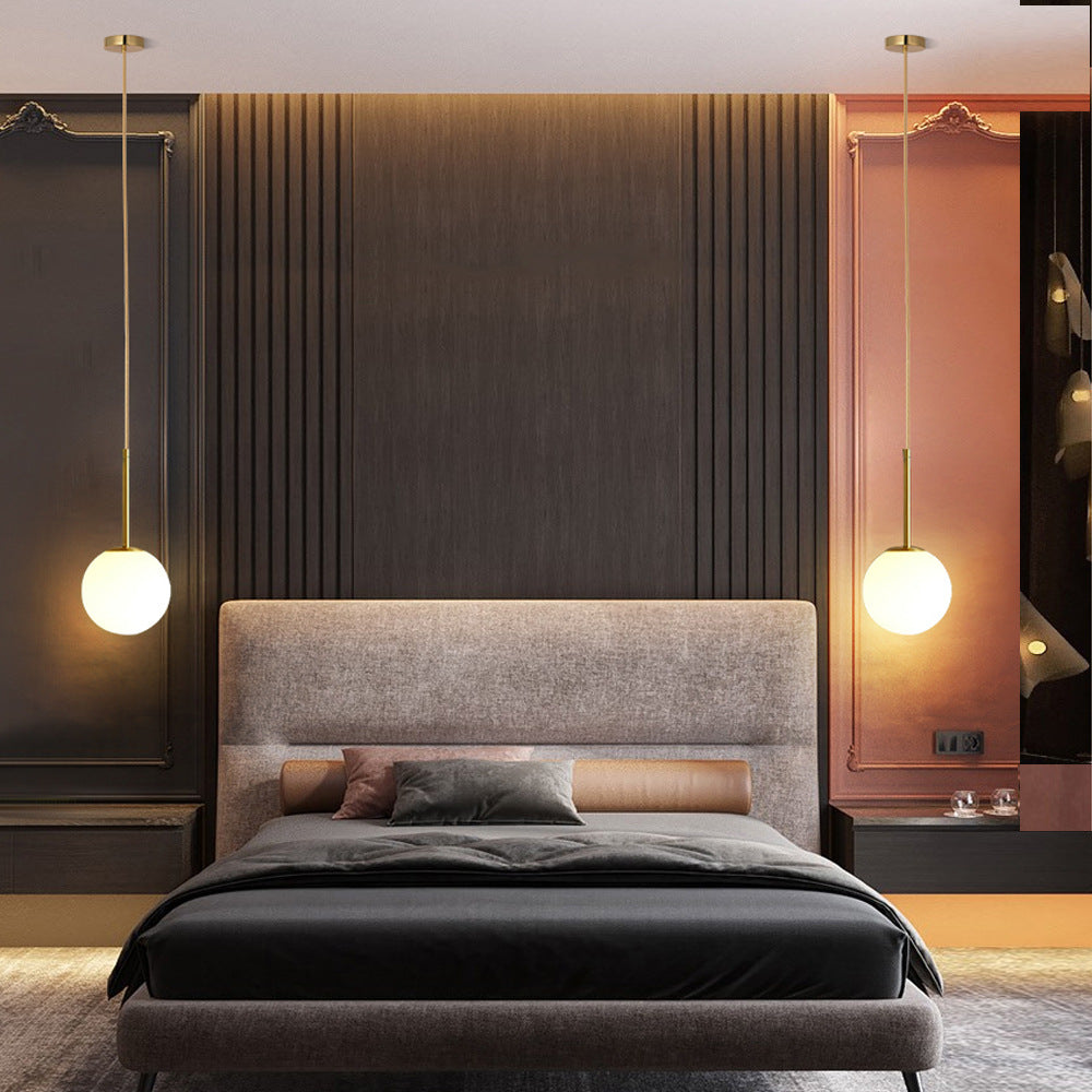 Modern Minimalist Round Ball Iron Glass 1-light Pendant Light For Living Room