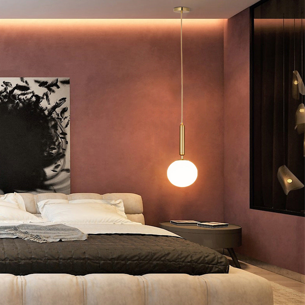 Traditional Vintage Round Ball Iron Glass 1-Light Pendant Light For Bedroom
