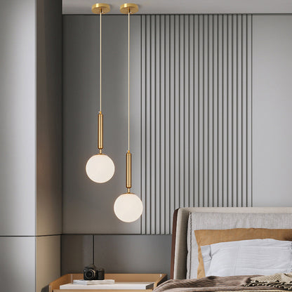 Traditional Vintage Round Ball Iron Glass 1-Light Pendant Light For Bedroom