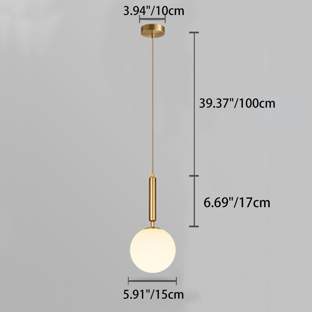Traditional Vintage Round Ball Iron Glass 1-Light Pendant Light For Bedroom