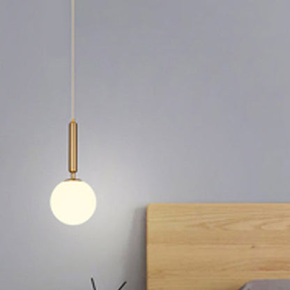 Traditional Vintage Round Ball Iron Glass 1-Light Pendant Light For Bedroom