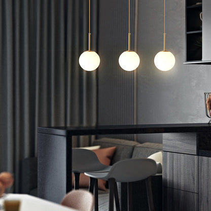 Modern Minimalist Round Ball Iron Glass 1-light Pendant Light For Living Room