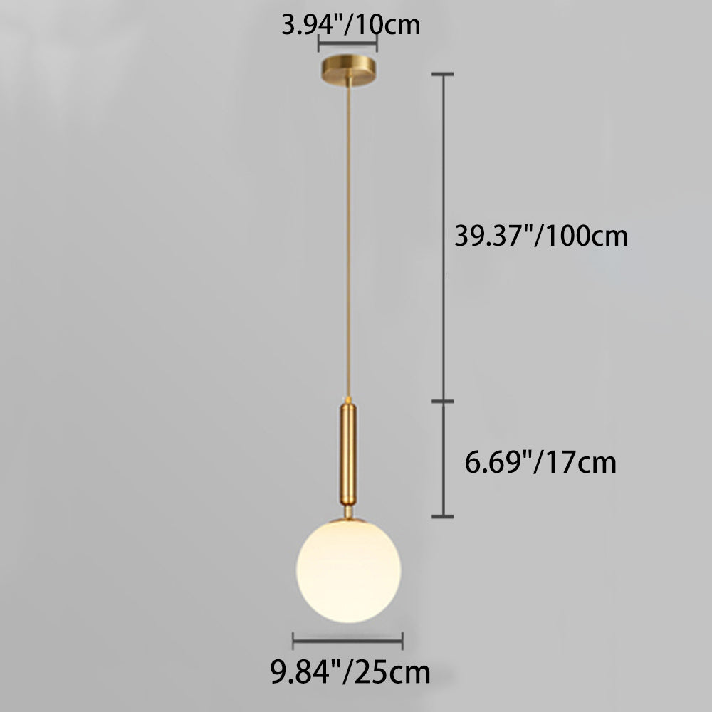 Traditional Vintage Round Ball Iron Glass 1-Light Pendant Light For Bedroom
