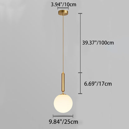 Traditional Vintage Round Ball Iron Glass 1-Light Pendant Light For Bedroom