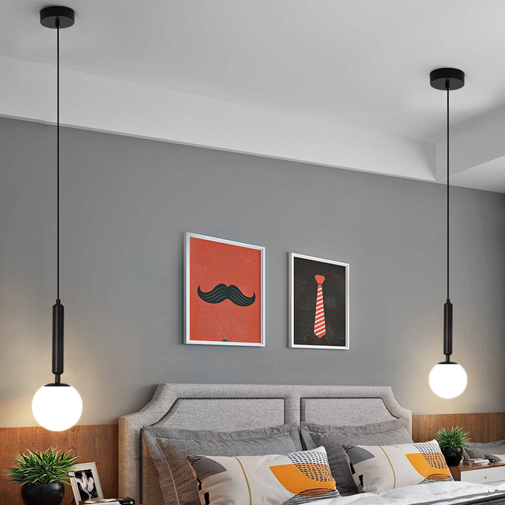 Traditional Vintage Round Ball Iron Glass 1-Light Pendant Light For Bedroom