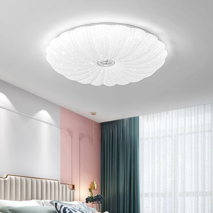 Modern Minimalist Round Flower Iron PVC LED Flush Mount Ceiling Light For Living Room