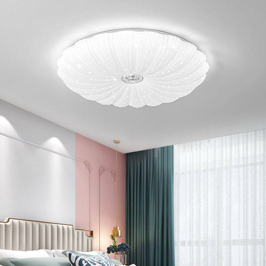 Modern Minimalist Round Flower Iron PVC LED Flush Mount Ceiling Light For Living Room