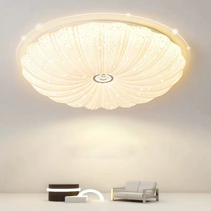 Modern Minimalist Round Flower Iron PVC LED Flush Mount Ceiling Light For Living Room