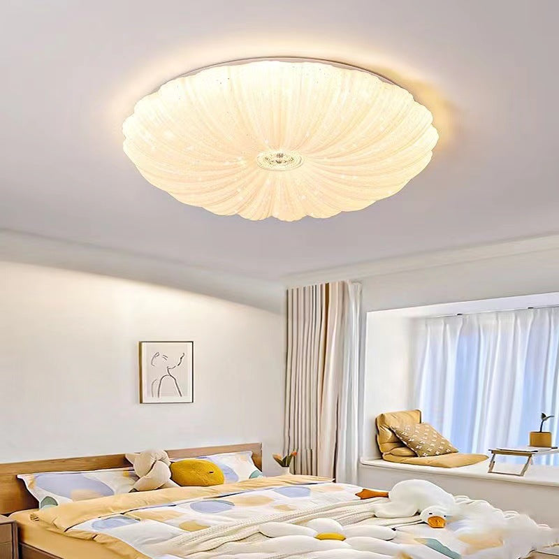 Modern Minimalist Round Flower Iron PVC LED Flush Mount Ceiling Light For Living Room