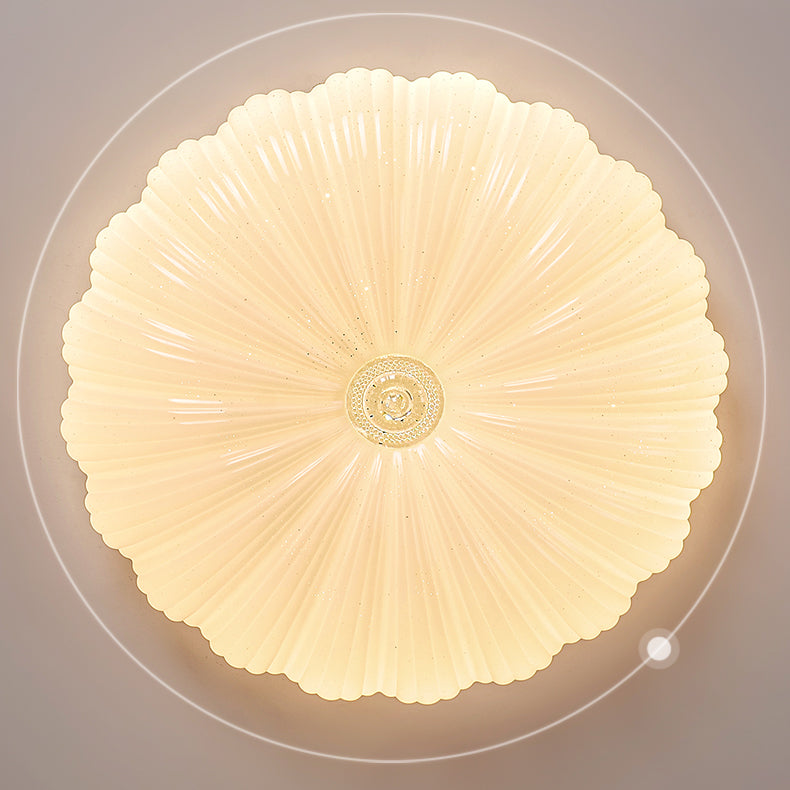 Modern Minimalist Round Flower Iron PVC LED Flush Mount Ceiling Light For Living Room