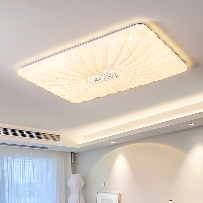Modern Minimalist Rectangle Iron PVC LED Flush Mount Ceiling Light For Living Room
