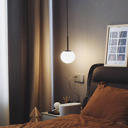 Modern Minimalist Round Ball Iron Glass 1-light Pendant Light For Living Room