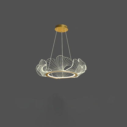Modern Art Deco Ginkgo Leaf Glass Acrylic LED Chandelier For Living Room