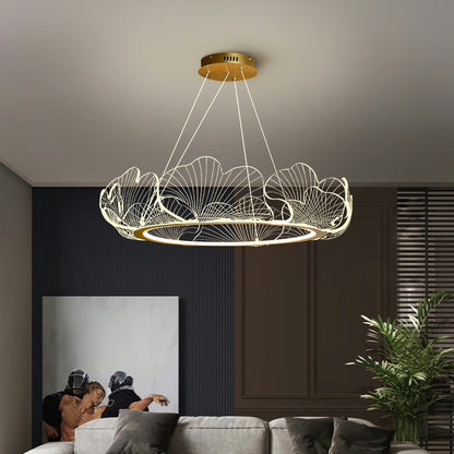 Modern Art Deco Ginkgo Leaf Glass Acrylic LED Chandelier For Living Room
