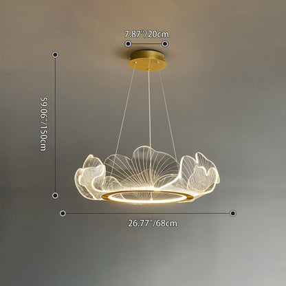 Modern Art Deco Ginkgo Leaf Glass Acrylic LED Chandelier For Living Room