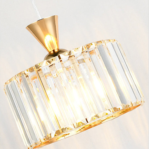 Modern Minimalist Round Iron Copper Crystal 1/2Light lsland Light Chandelier For Dining Room